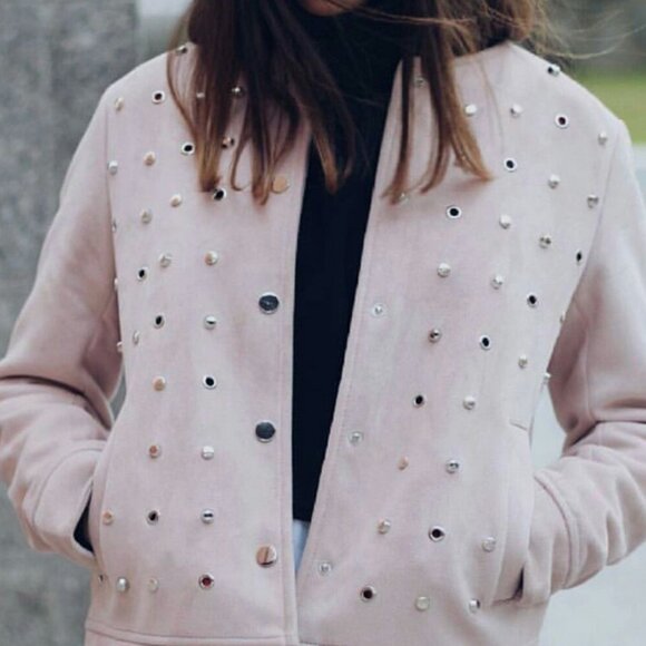 Zara pink suede bomber jacket, size S (US 4) - Picture 14 of 14